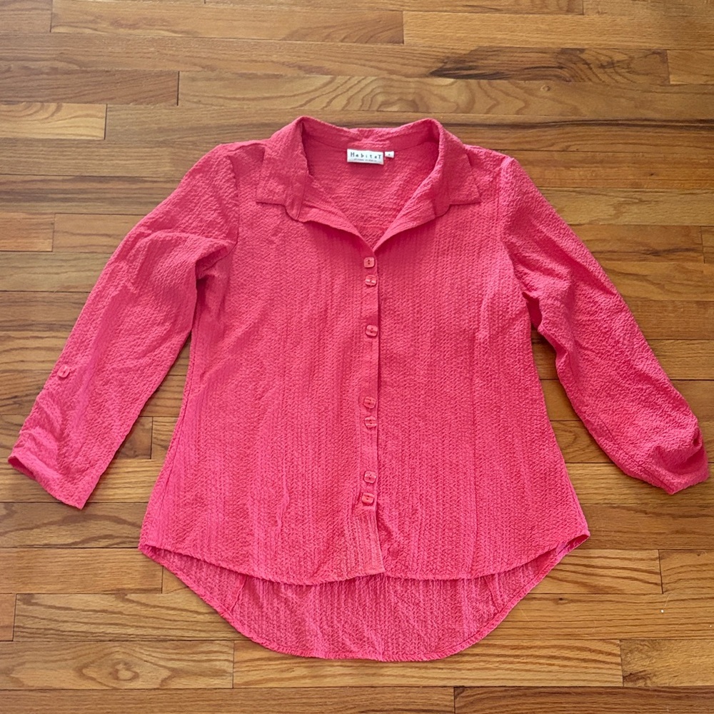 Habitat Coral Pinkish Textured Double Button-Down Blouse
